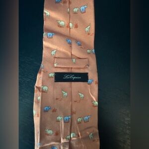 LES COPAINS mens Peach Animal Print Tie